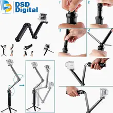 SAQN for GoPro 3-Way Grip Arm Tripod set head strap for gopro hero 5 4 3 2 session black sjcam action camera xiaomi yi 08A