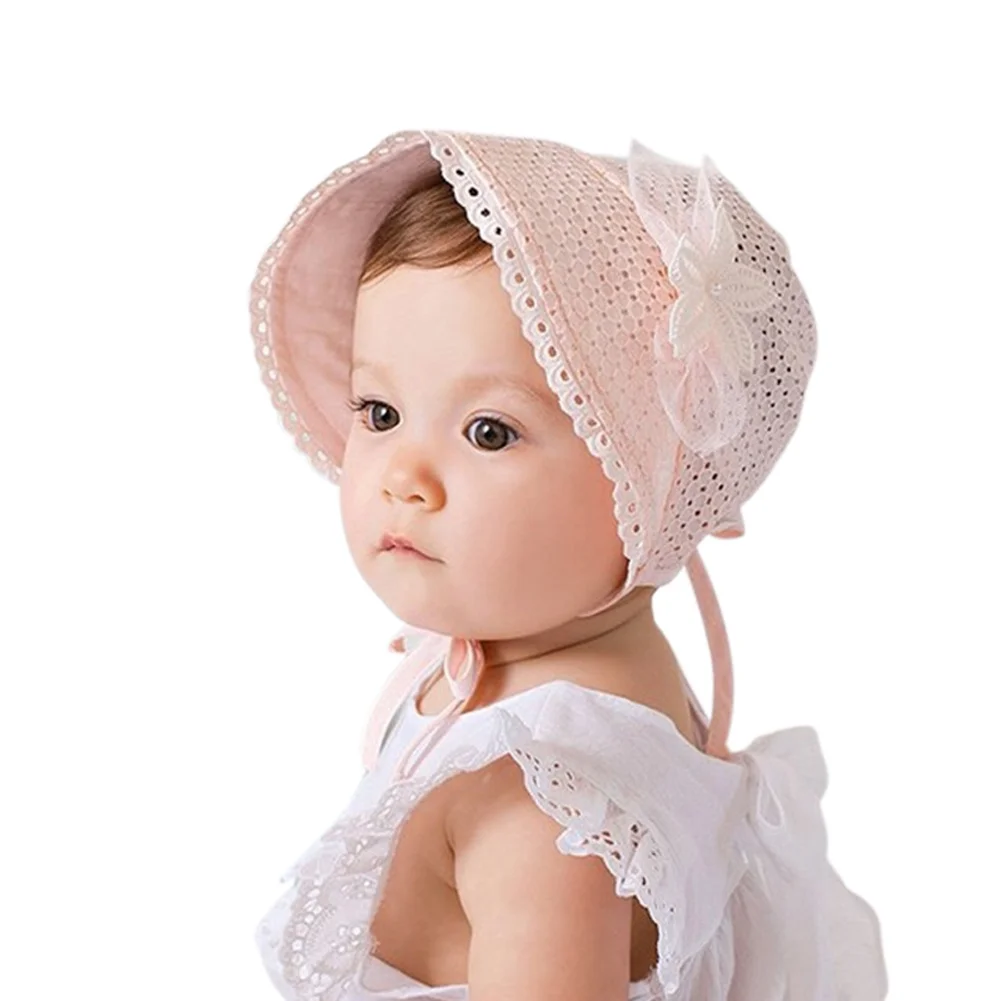 Spring Summer Sweet Princess Cap Hollow Baby Girls Hat Beanie Cotton Kids Flower Lace