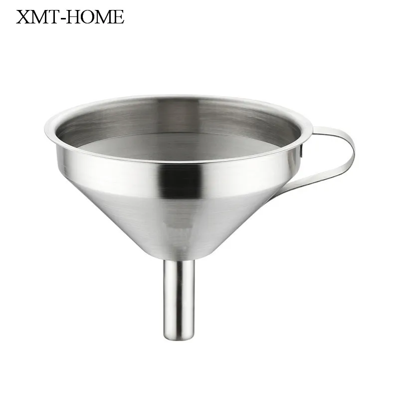 XMT HOME 2pcs stainless steel oil funnels kitchen oil dispenser funil with drainer net wine