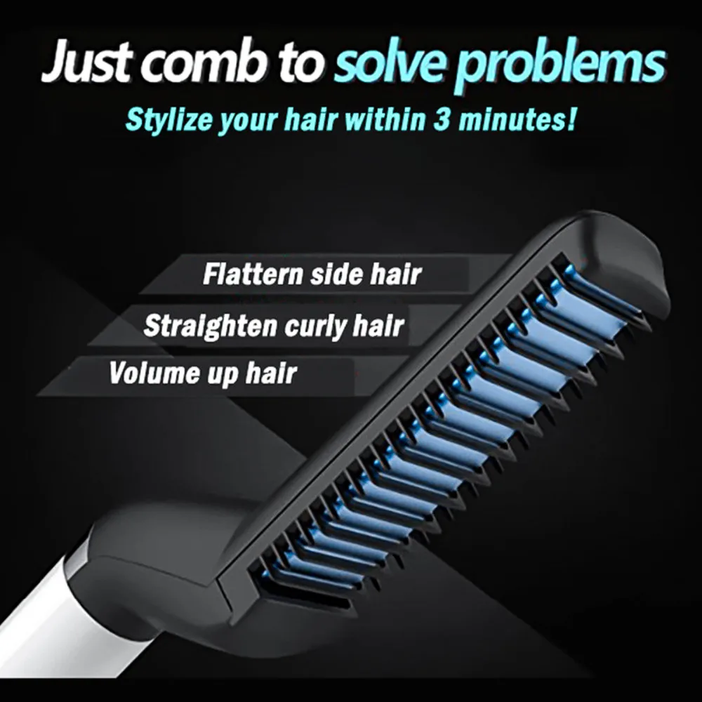 Быстрый волос Styler Professional портативный щипцы для завивки выпрямить Расческа для парикмахерской гребень ABS и нагрев кусок Волосы Styler для мужчин
