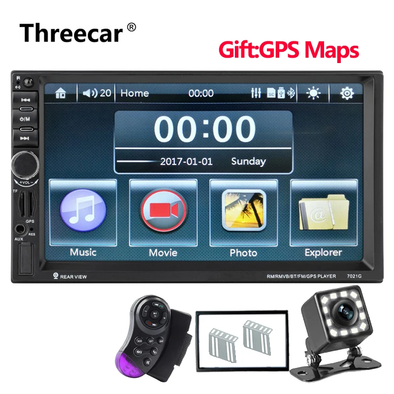 

Double 2 Din Car Radio Multimedia Car Mp5 Player GPS Navigation Bluetooth Auto Radio Steer Wheel Control FM USB Video Audio