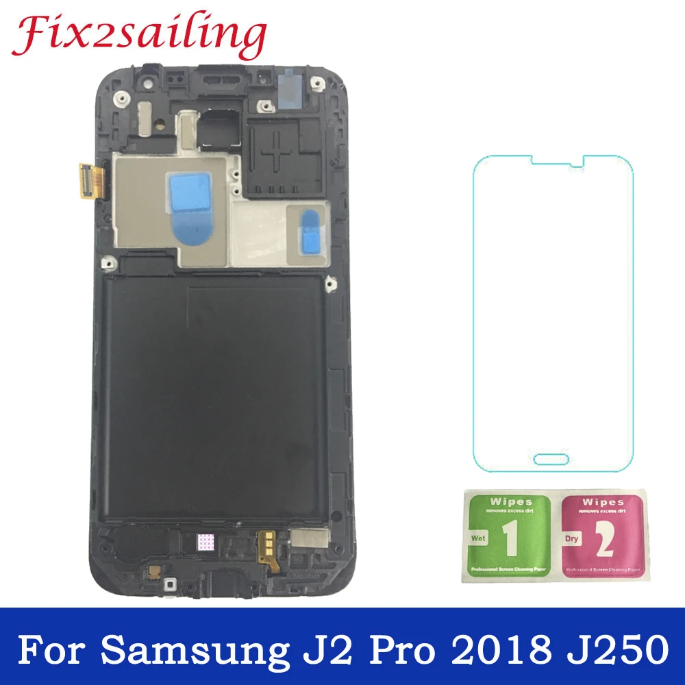 

LCD with frame For Samsung Galaxy J2 Pro 2018 J250 J250F SM-J250F/DS LCD Display Touch Screen Digitizer Brightness Adjustable
