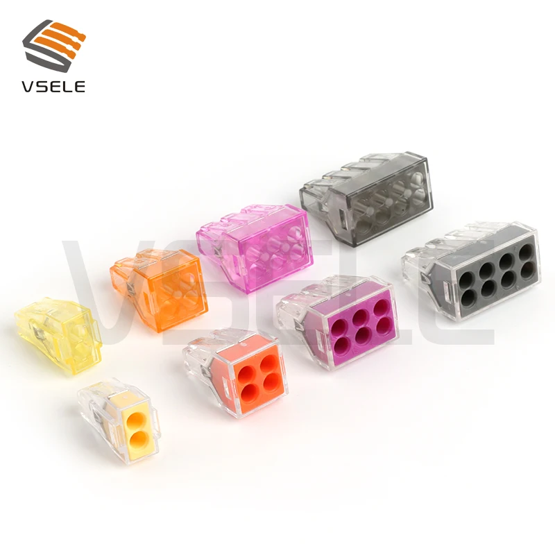 

10Pcs VSE-104 773-104 Push in wire wiring connector For Junction box 4 pin conductor terminal block wire connector