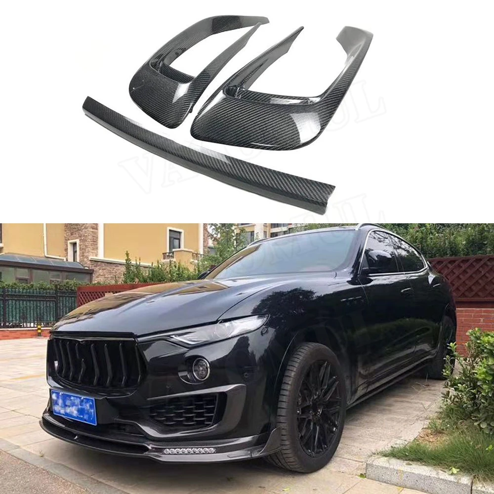 

Carbon Fiber Front Bumper Air Vents FogLamp Cover Trim Strips for Maserati Levante 2016-2019 3PCS/Set Bumper Decoration