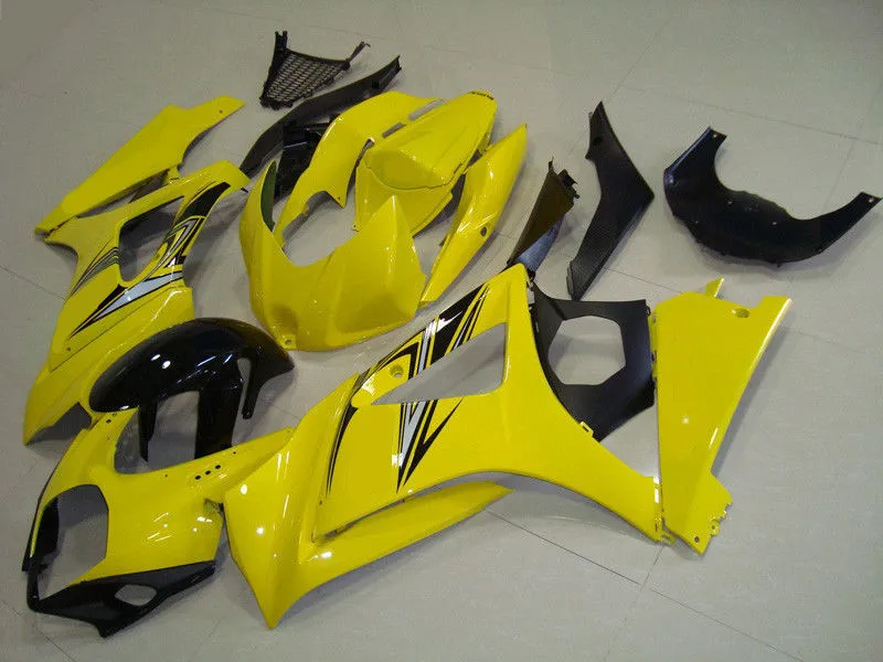 Топ мотоцикл обтекатели комплект подходит для Suzuki GSXR1000 K7 2007 2008 GSXR-1000 07 08 АБС Кузов Набор на заказ желтый