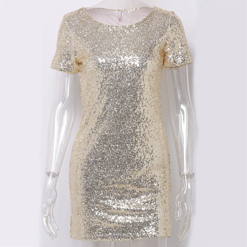 Женское платье с блестками и коротким рукавом|sexy sequin dress|summer dresssequin dress |