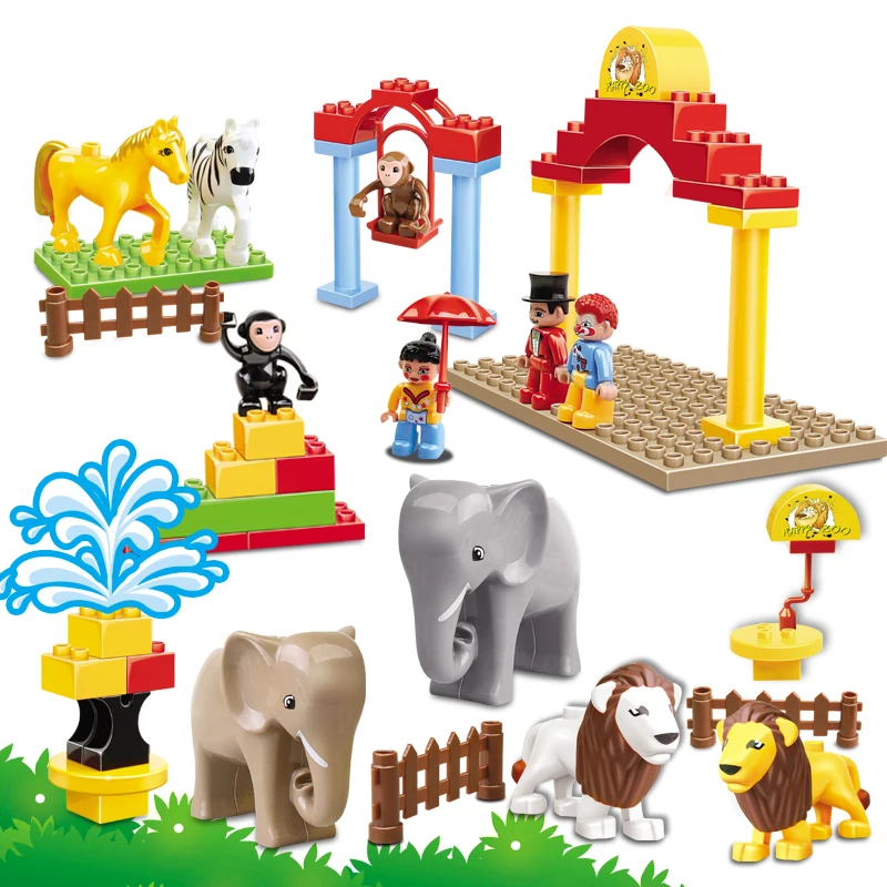 47pcs Big Building Blocks Large Blocks Happy Zoo With Animals Set For