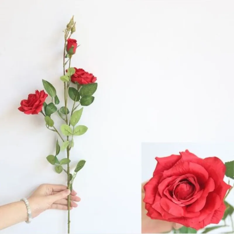 1 шт. 92 см 3 ап романтические искусственные розы DIY Шелковый цветок искусственные цветы для свадебного украшения дома искусственные цветы - Цвет: Red Rose