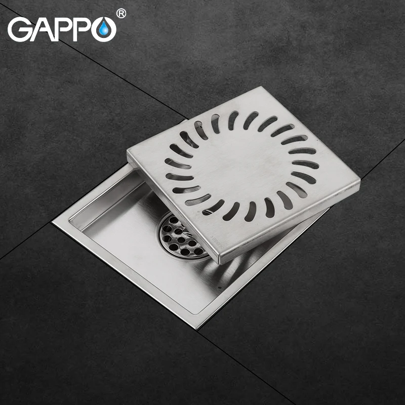 Gappo Drenos Inoxidável Quadrado 15×15 cm Anti-odor Banheiro Piso Capa Chuveiro Rolhas Aço