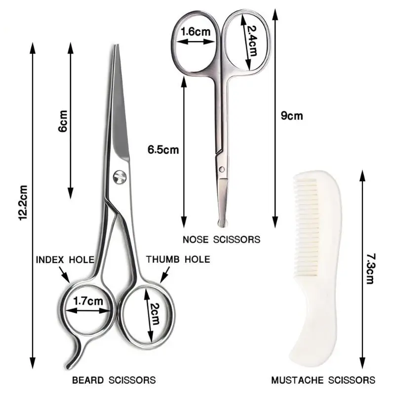 3 шт. борода ножницы для мужчин Усы Расческа Для Волос отделка уход за лошадьми дома применение ножницы комплект борода ножницы