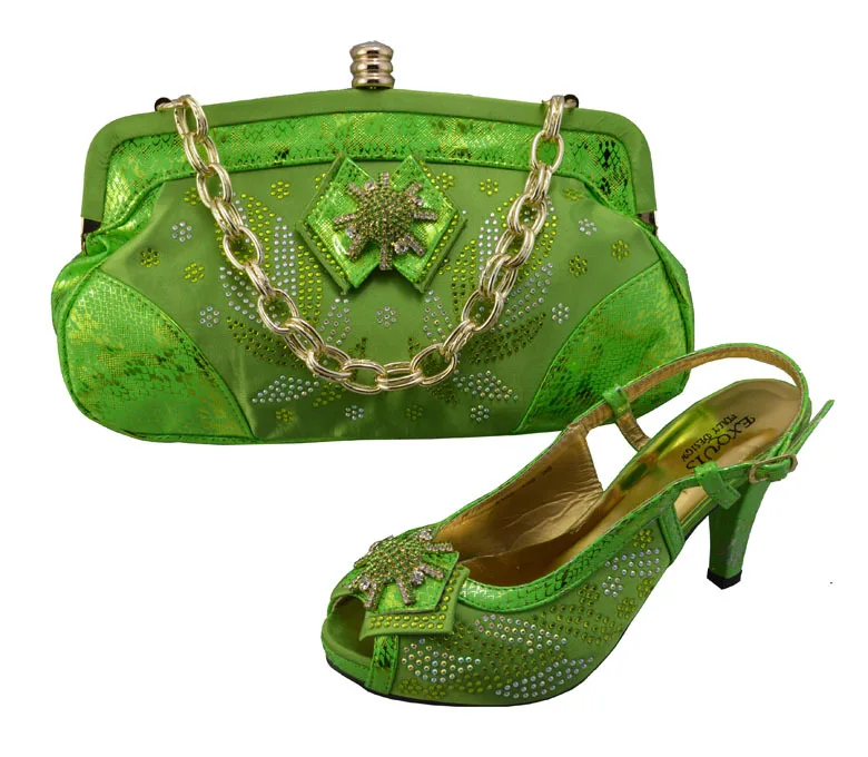 green shoes and bag for wedding