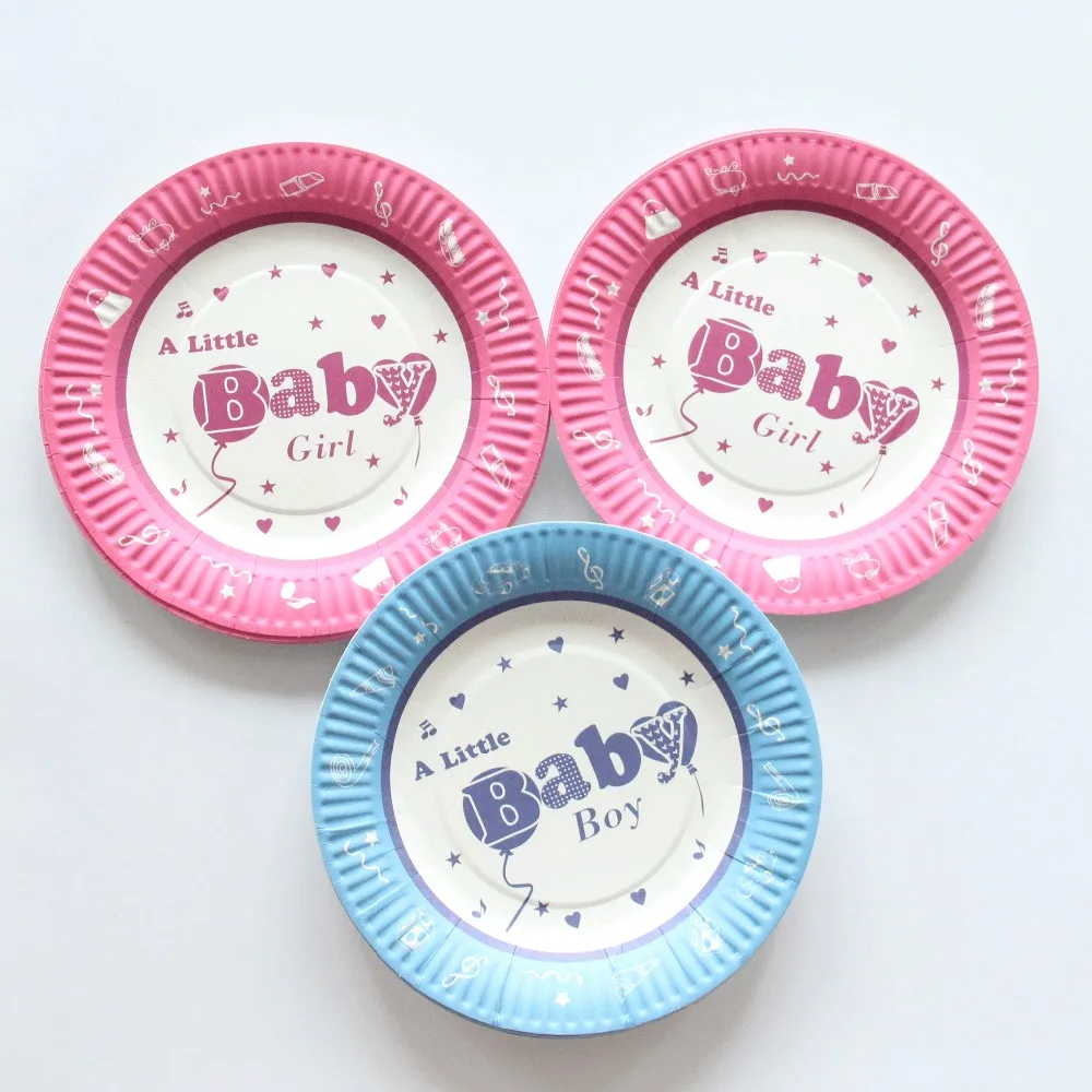 

10 pcs/lot Cute Paper Plate Pink/blue Baby Kids Birthday party supply event party supplies party Decoration 7inch Baby shower