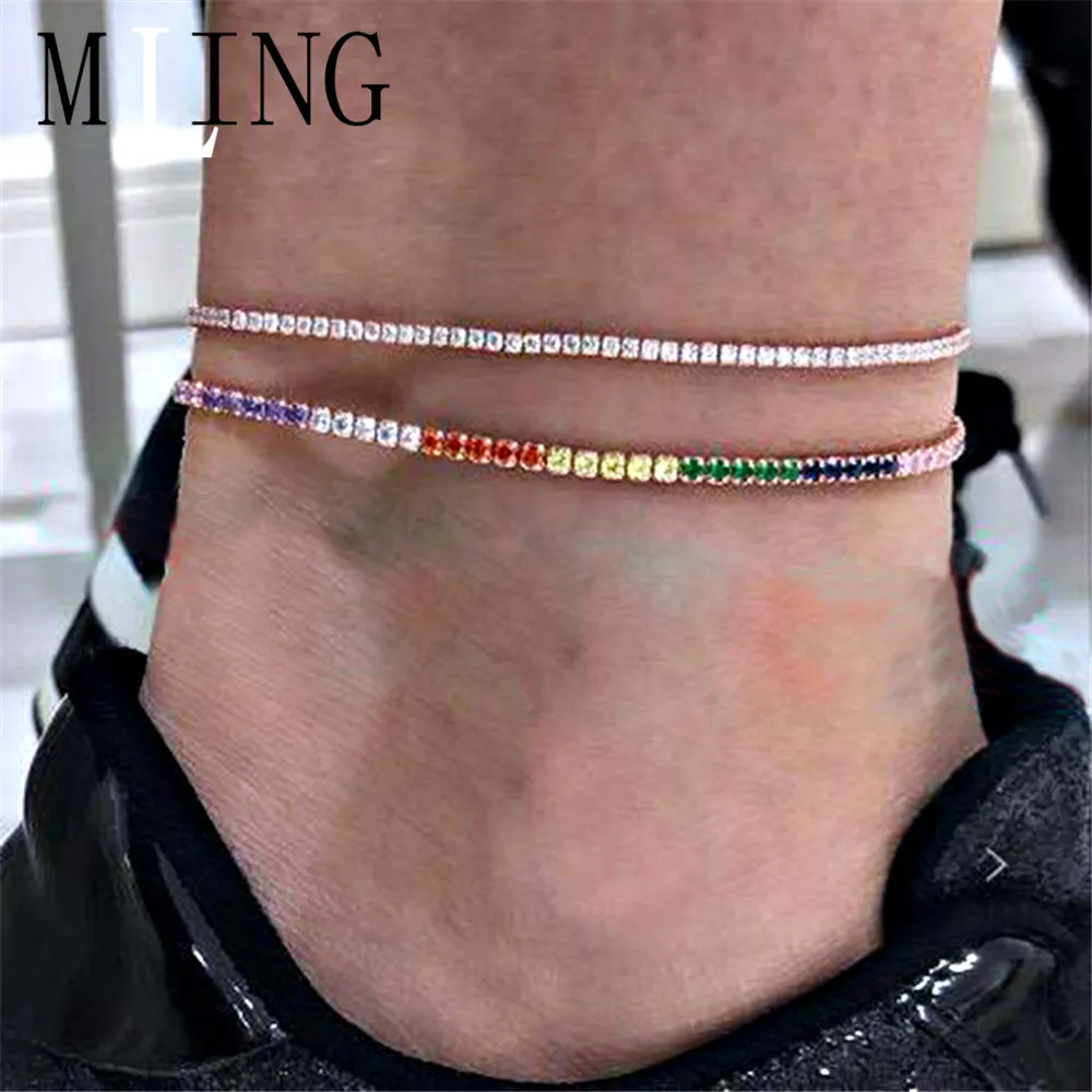 MLING 2 шт./компл. винтажный цветной браслет на ногу с кристаллами для женщин