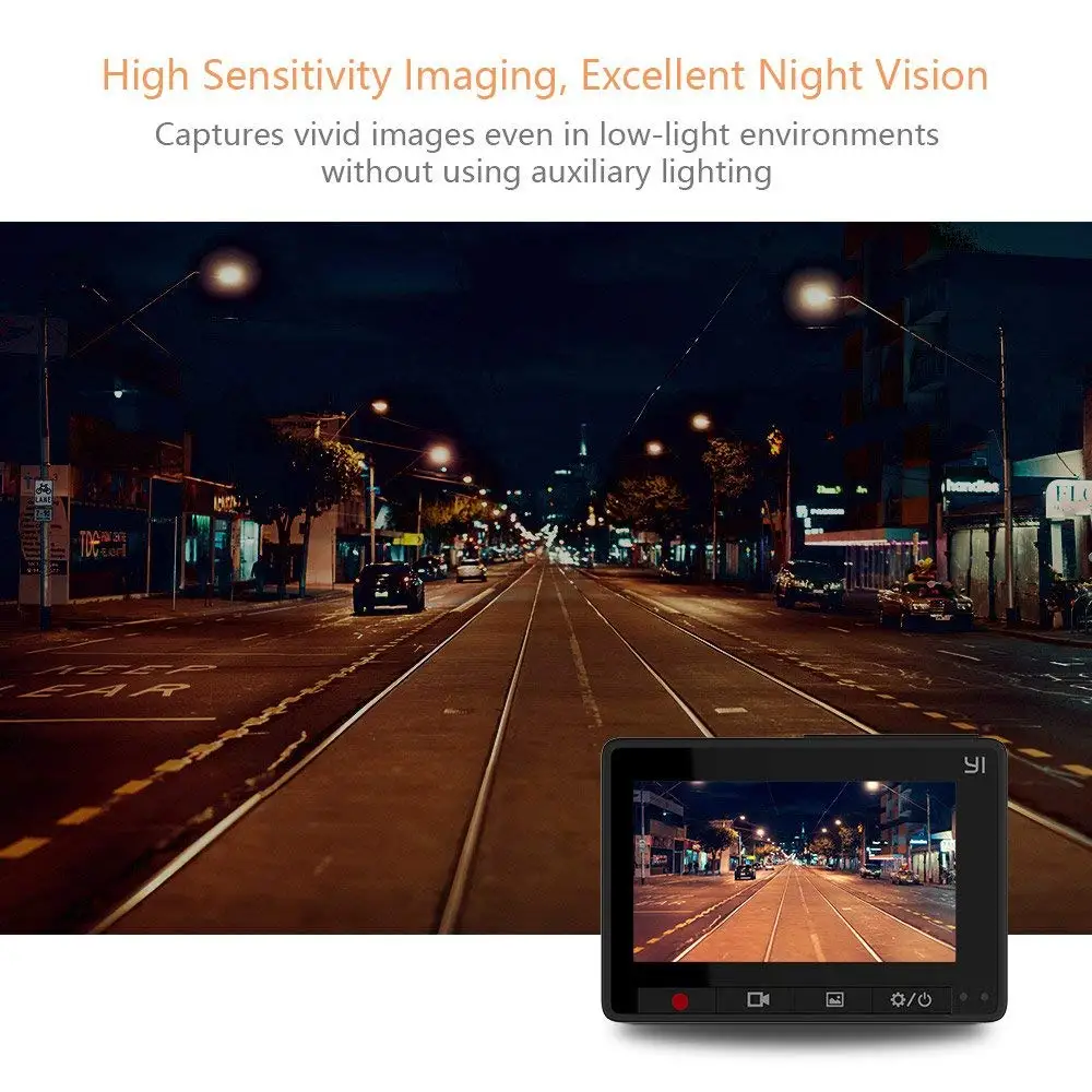Автомобильный видеорегистратор YI Compact Dash Camera | Разрешение 2.7K | Широкий угол обзора 130° |