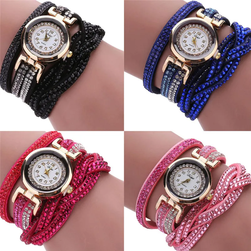 Brand Watches Women Luxury Crystal Women Gold Bracelet Quartz Wristwatch Rhinestone Clock Ladies Dress Clock Montre Femme S18 (5)
