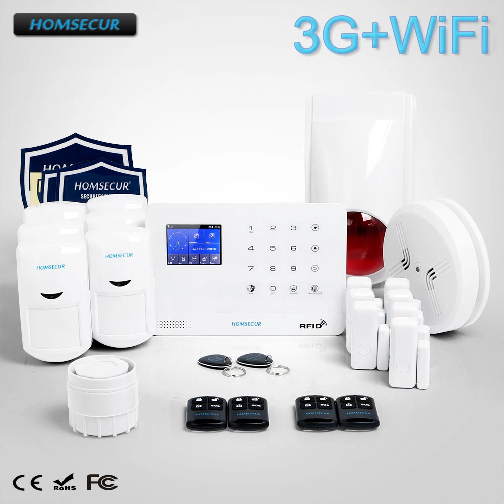 

HOMSECUR Wireless LCD 3G/GSM RFID Burglar Intruder Alarm System With Wireless Flash Siren LA02-3G
