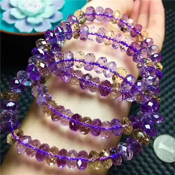 

FREE SHIPPING Genuine Natural Amethyst Citrine Quartz Crystal Marquise Beads Bracelet 9mm AAAA