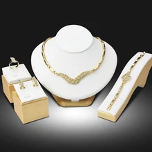 Dubai Gold Color Jewelry Sets Nigerian Wedding African Beads Crystal Bridal Jewellery Set Rhinestone Ethiopian Jewelry