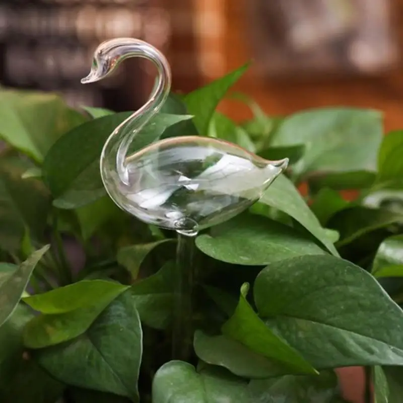 

Automatic Self Watering Devices Clear Glass Water Feeder Bird Swan Shape Watering Devices Garden Plants Flowers Water Feeder