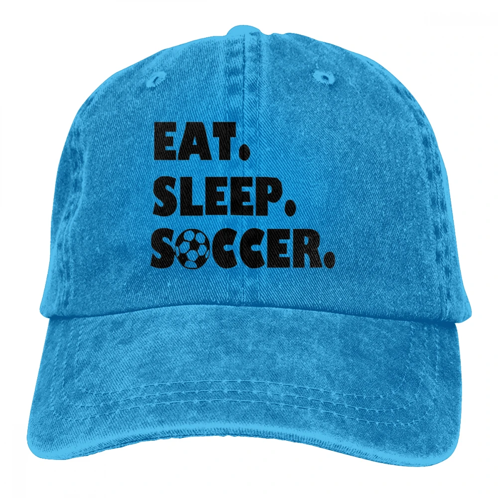 Eat Sleep Soccer Casquette серый унисекс Мужские Женские джинсовые бейсболка с ремешком кепки Регулируемый Гольф папа шляпа
