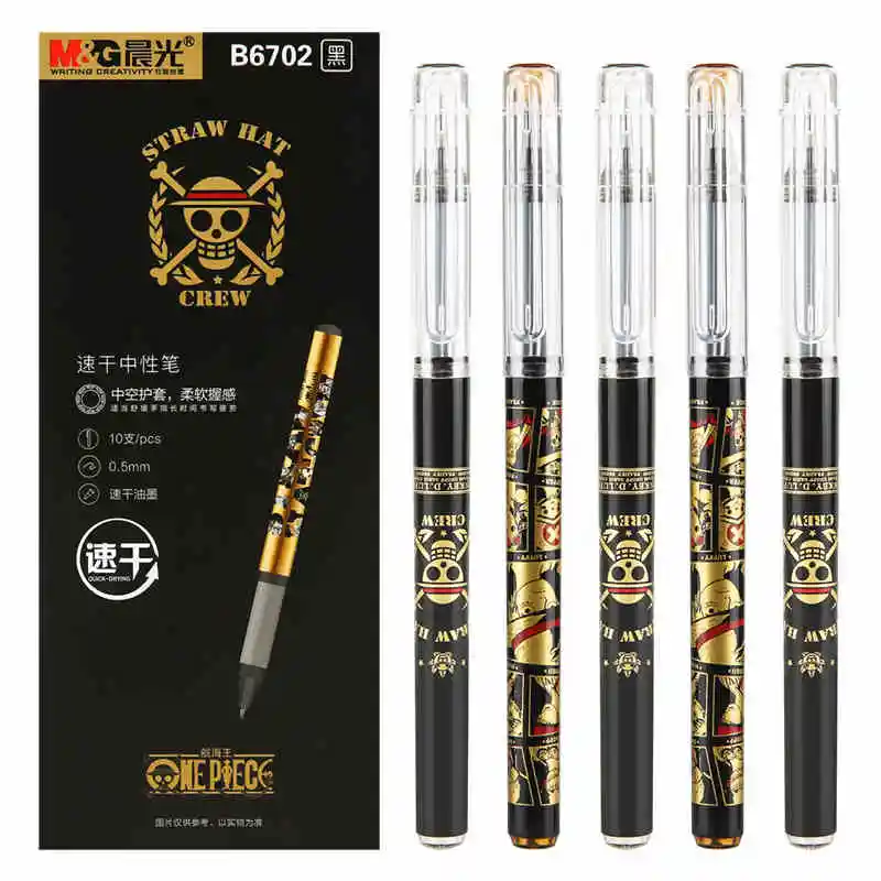 

4/10PCS M&G One Piece Series Quick-drying Gel Pen 0.5mm Office Signature Pen Bullet Black Gold Series QGPH6102
