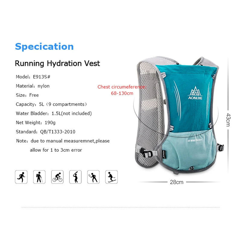 FDBRO 5L гидратационный рюкзак, сумка, жилет, жгут, водный Пузырь, походный, для кемпинга, бега, марафона, гонки, спортивный рюкзак