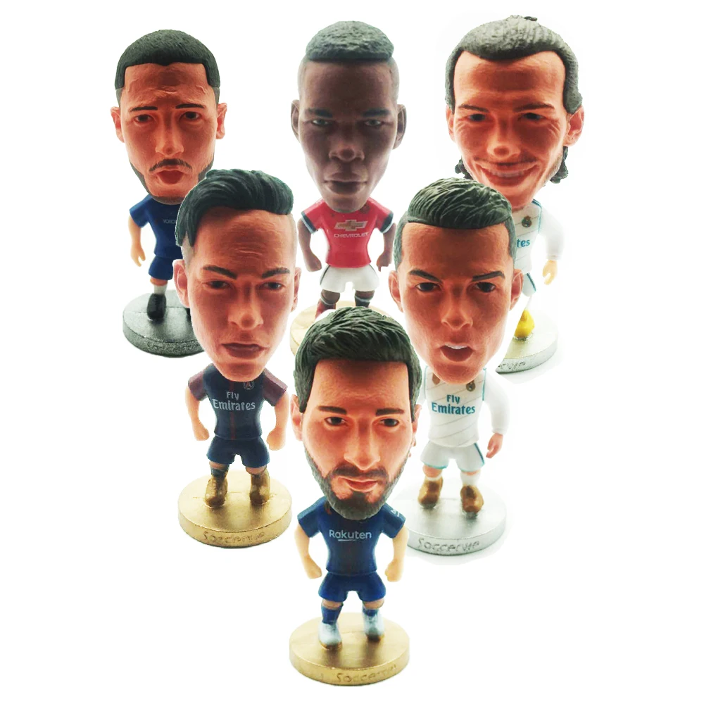 

Soccer Player Star Pogba Ronaldo Messi Neymar Hazard mini statue Action Dolls Figurine Football player star boys birthday gifts