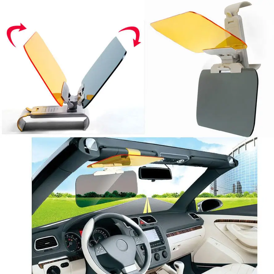 

BBQ@FUKA Double Sun Visor Clip Sunshade Day and Night Filter Anti-Dazzle Mirror Fit For Bmw Benz E550 Accessories Car Styling