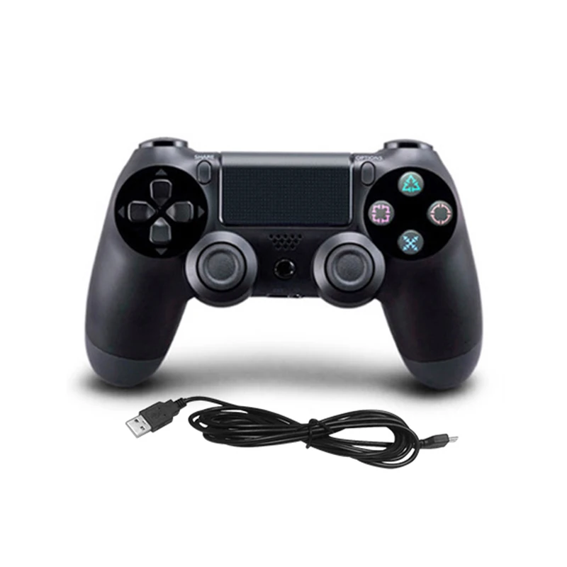 Проводной игровой контроллер для PS4 контроллер для sony Playstation 4 USB кабель двойной шок пульт дистанционного управления геймпады джойстик консоль контроллер - Цвет: Черный