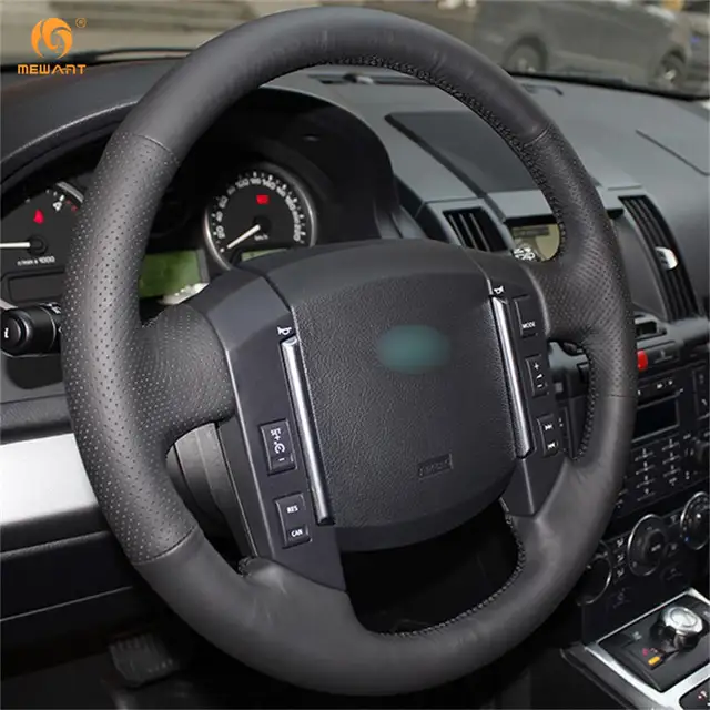 Mewant For 2007 2008 2009 2010 2011 2012 Land Rover Freelander 2 Lr2 Black Artificial Leather Car Steering Wheel Cover Interior