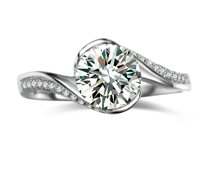 

Superb Design Jewelry White Gold Ring Excellent Round 0.8CT SONA Simulate Diamond Engagement Ring Female 14K Lovely AU585 Gift