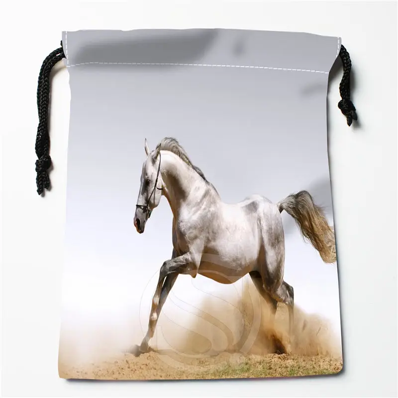 U 1 New Beautiful White Horses Custom Logo Printed receive bag Bag Compression Type drawstring bags