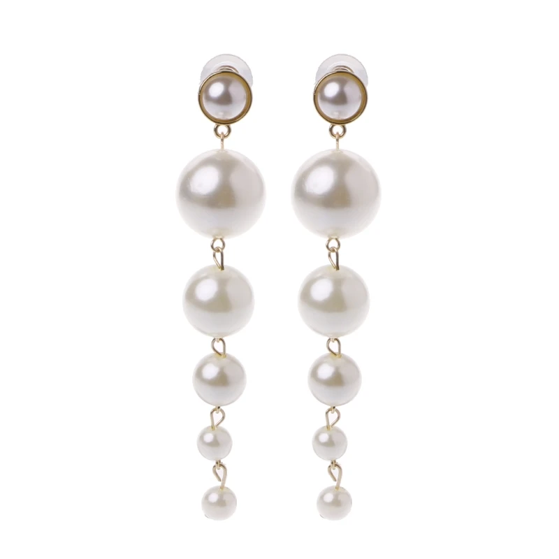 

Elegant Long Big Pearls Drop Earrings For Women Statement Jewelry For Wedding