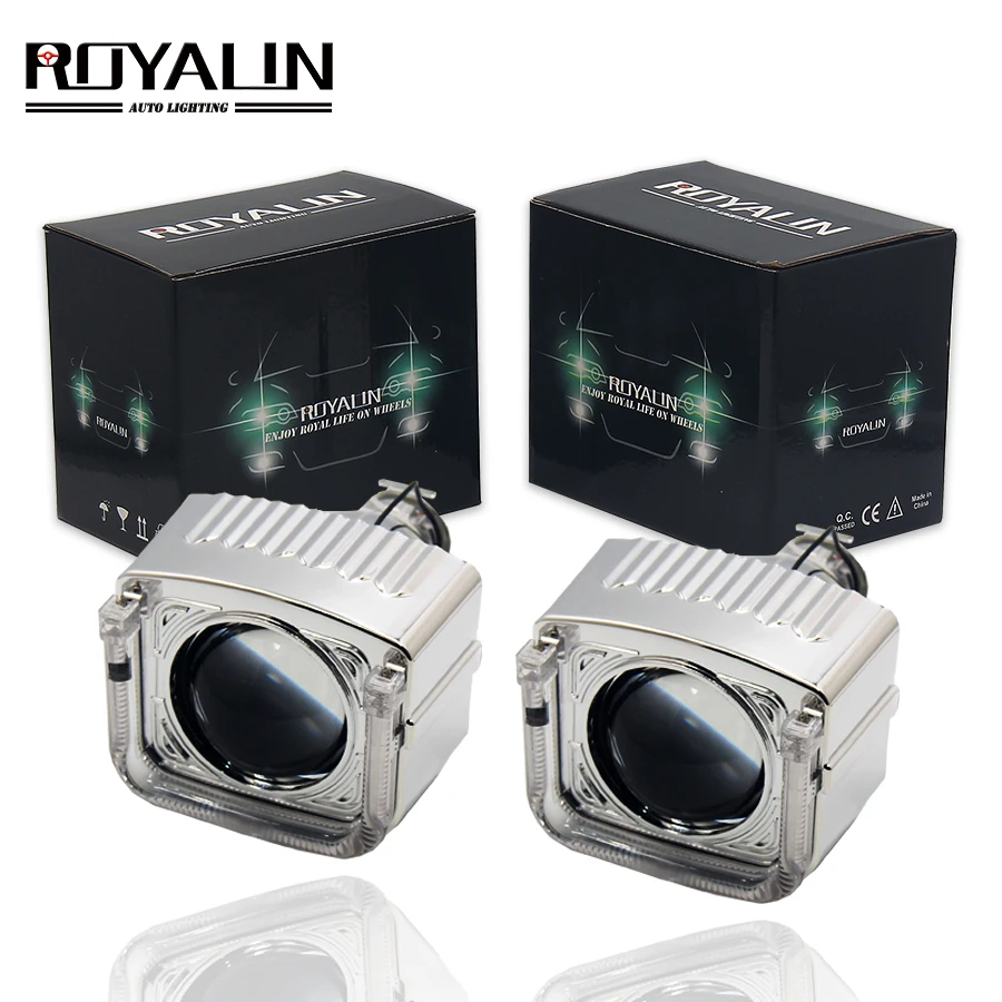 

ROYALIN Mini HID Projector Bixenon Lens H1 Car Styling DRL Angel Eyes For H1 H4 H7 Auto Head Lamp Retrofit