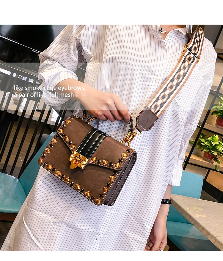 Британская мода ретро Женская сумка Новая высококачественная женская сумка из искусственной кожи сумка с заклепками переносная сумка через плечо