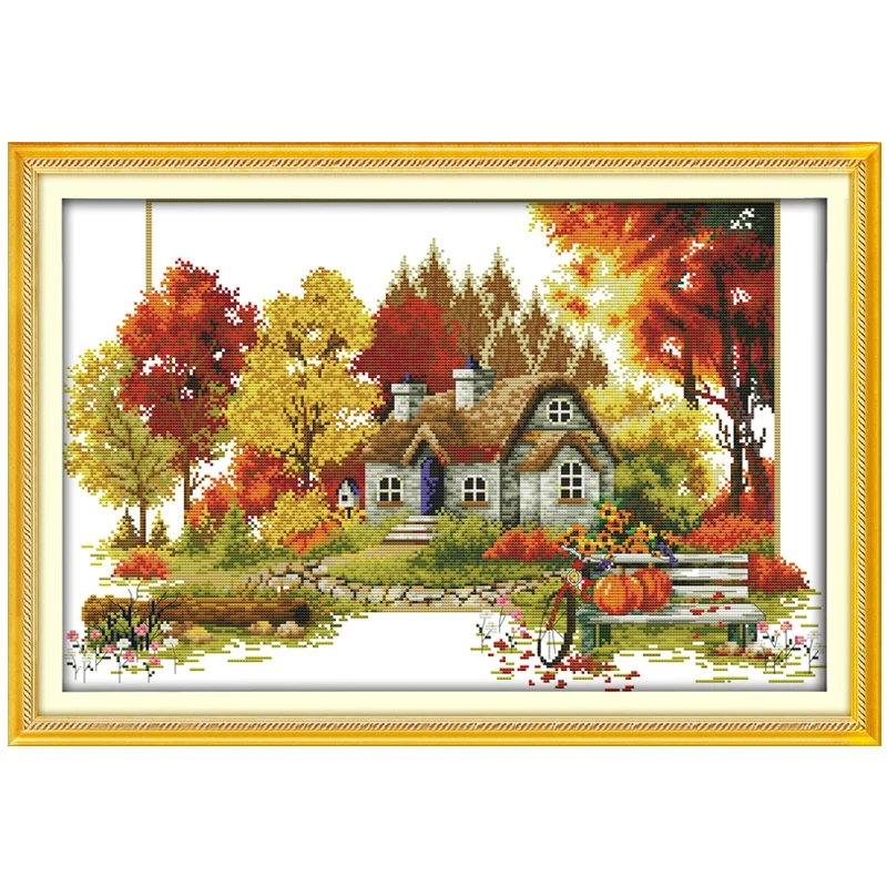 Four Seasons Patterns Counted Cross Stitch Set DIY 11CT 14CT 16CT Stamped DMC Cross-stitch Kit Embroidery Needlework Home Decor