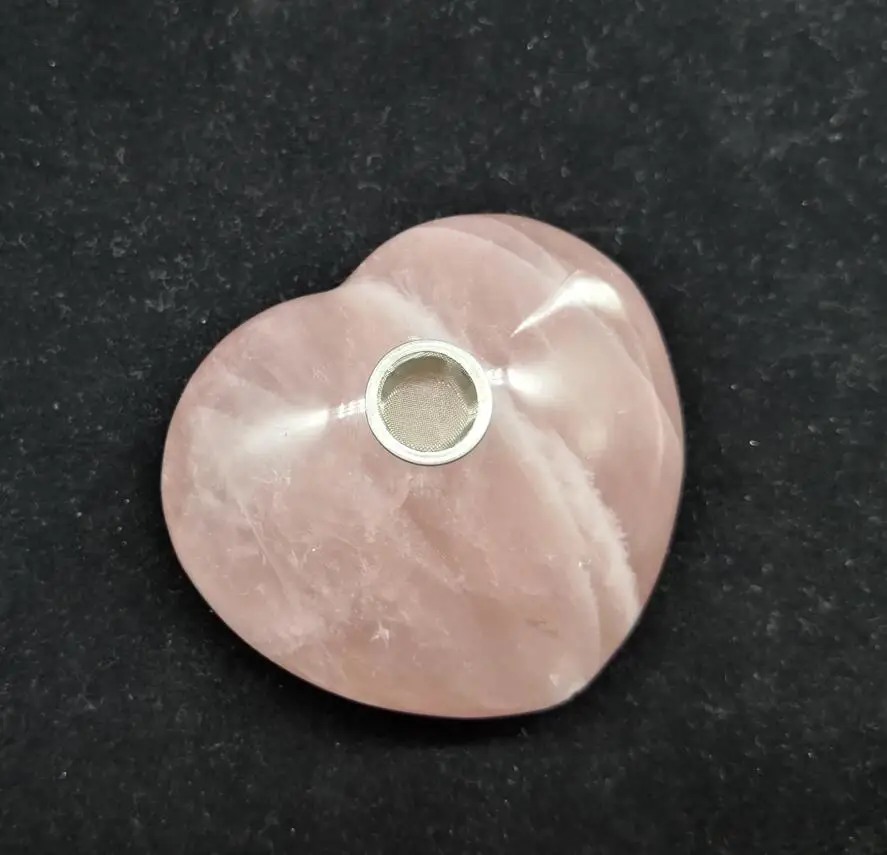 

Crystal stone Heart Tobacco pipe Pink Quartz Crystal Smoking screen Pipe