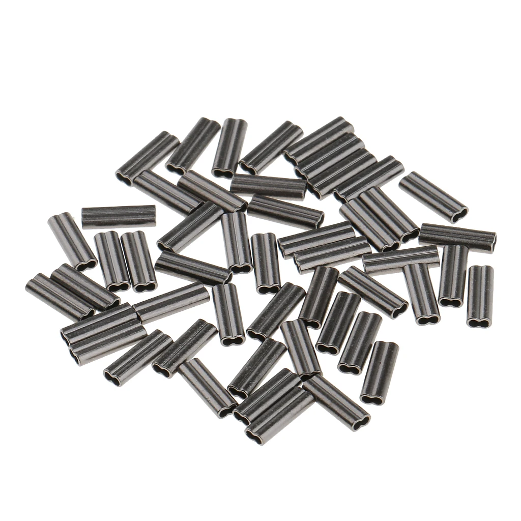 100Pcs Double Barrel Copper Fishing Crimp Sleeves for Rig Making 1mm & 0.8mm