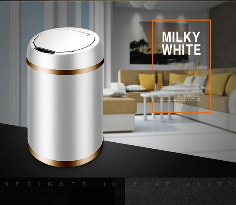 Automatic Dustbin Trash Cans For Home Office Stainless Steel Dustbin Kitchen Garbage waste bins 12L