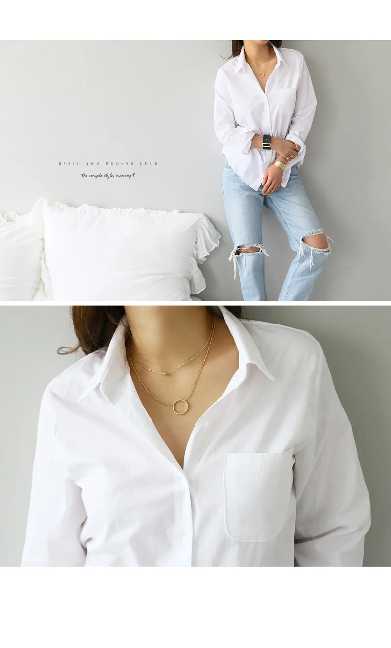 2019 женская рубашка с одним карманом, женская блузка, Топ с длинным рукавом, Повседневный Белый отложной воротник, OL стиль, женские свободные