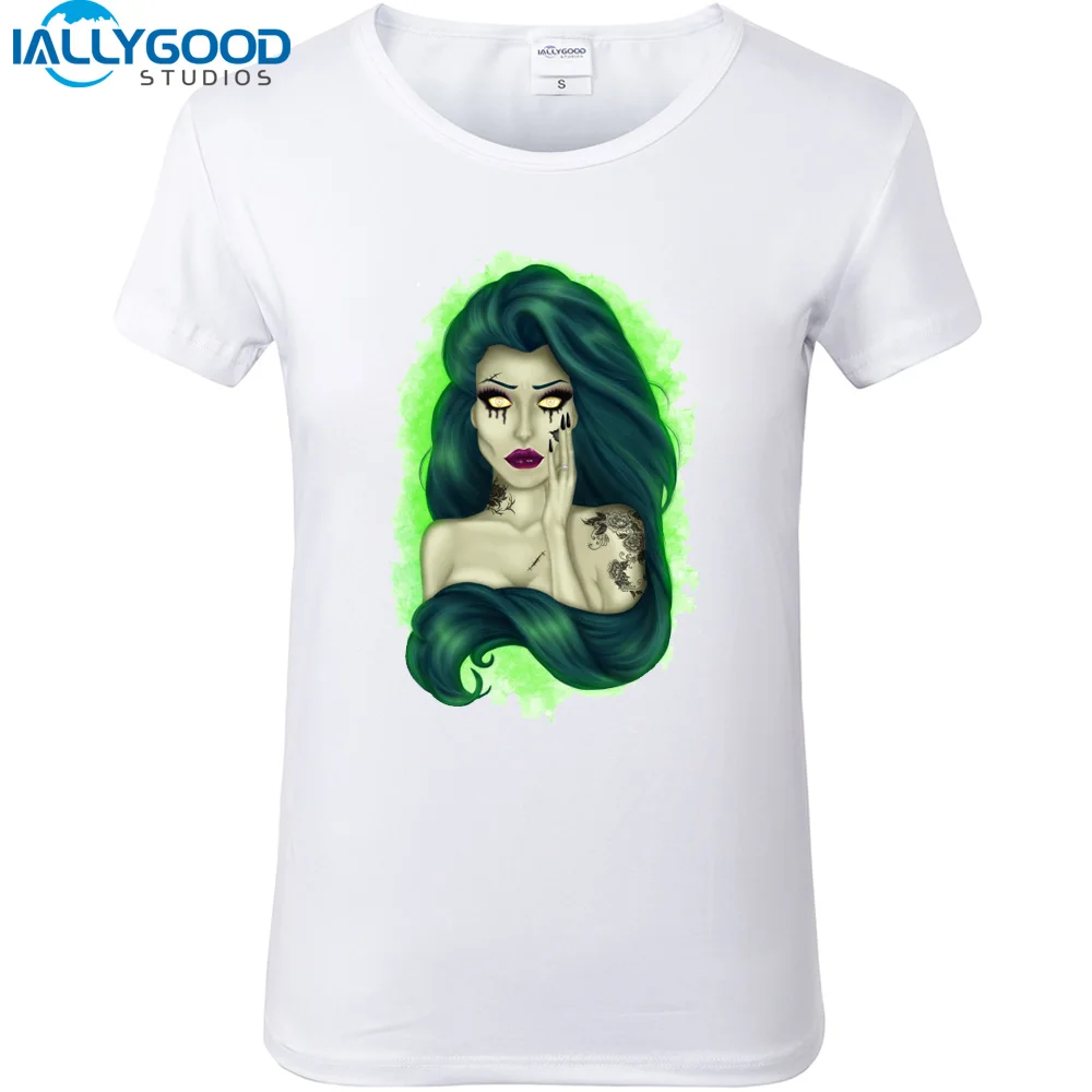 New Fashion Princess Witch Queen Mermaid Printed T-shirts Women Summer Short Sleeve Casual White Tops T shirts S394