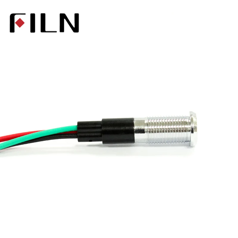 FILN FL1M-8FW-D 8 мм красный зеленый Металл 6 в 36 в 110 В 220 В двухцветный 12 В светодиодный индикатор с кабелем