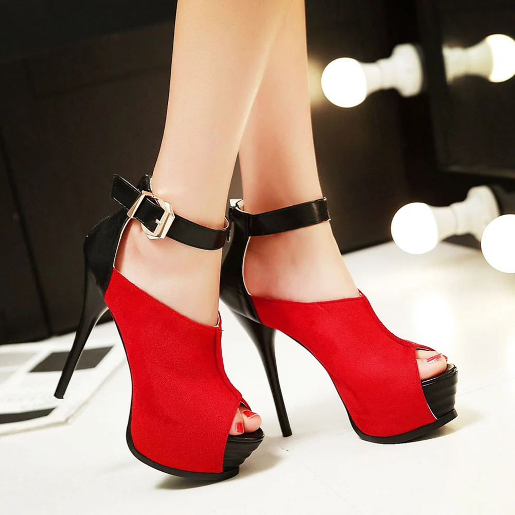 

sexy thin high heels pumps woman women's peep toe platform summer pumps female party nightclub woman shoes woman big size 32-43
