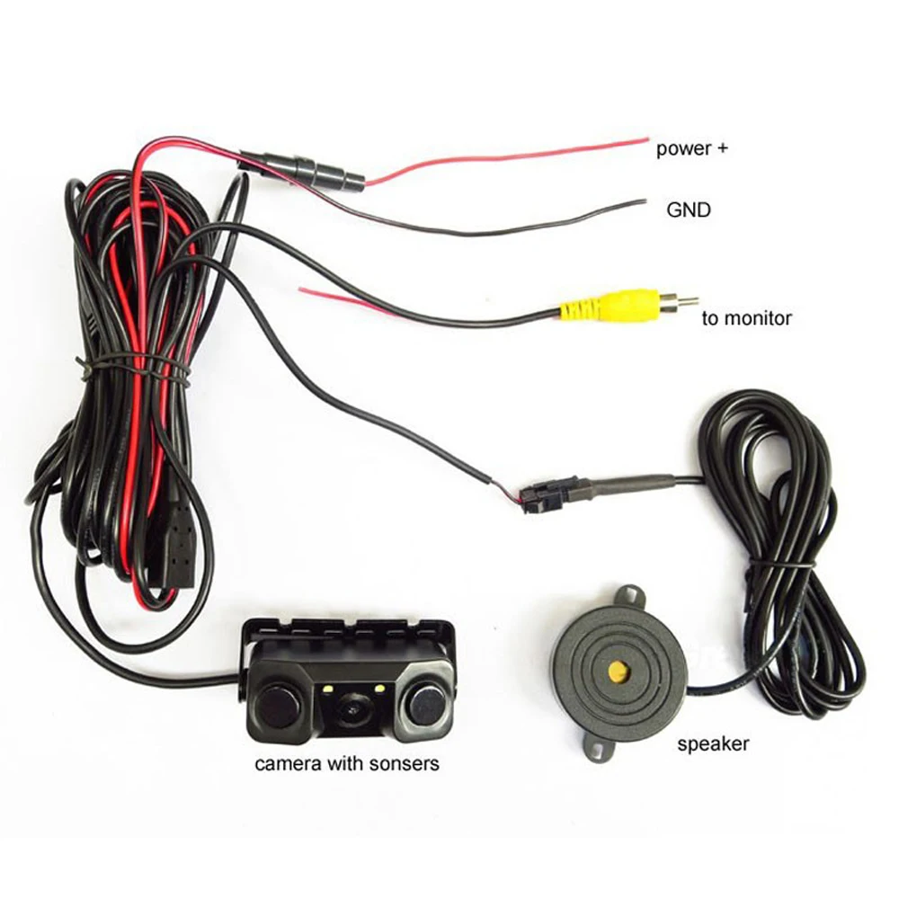 12 V 3 in1 Широкий формат парковки обратный резервный радар парковки Сенсор HD Камера 120 градусов объектив