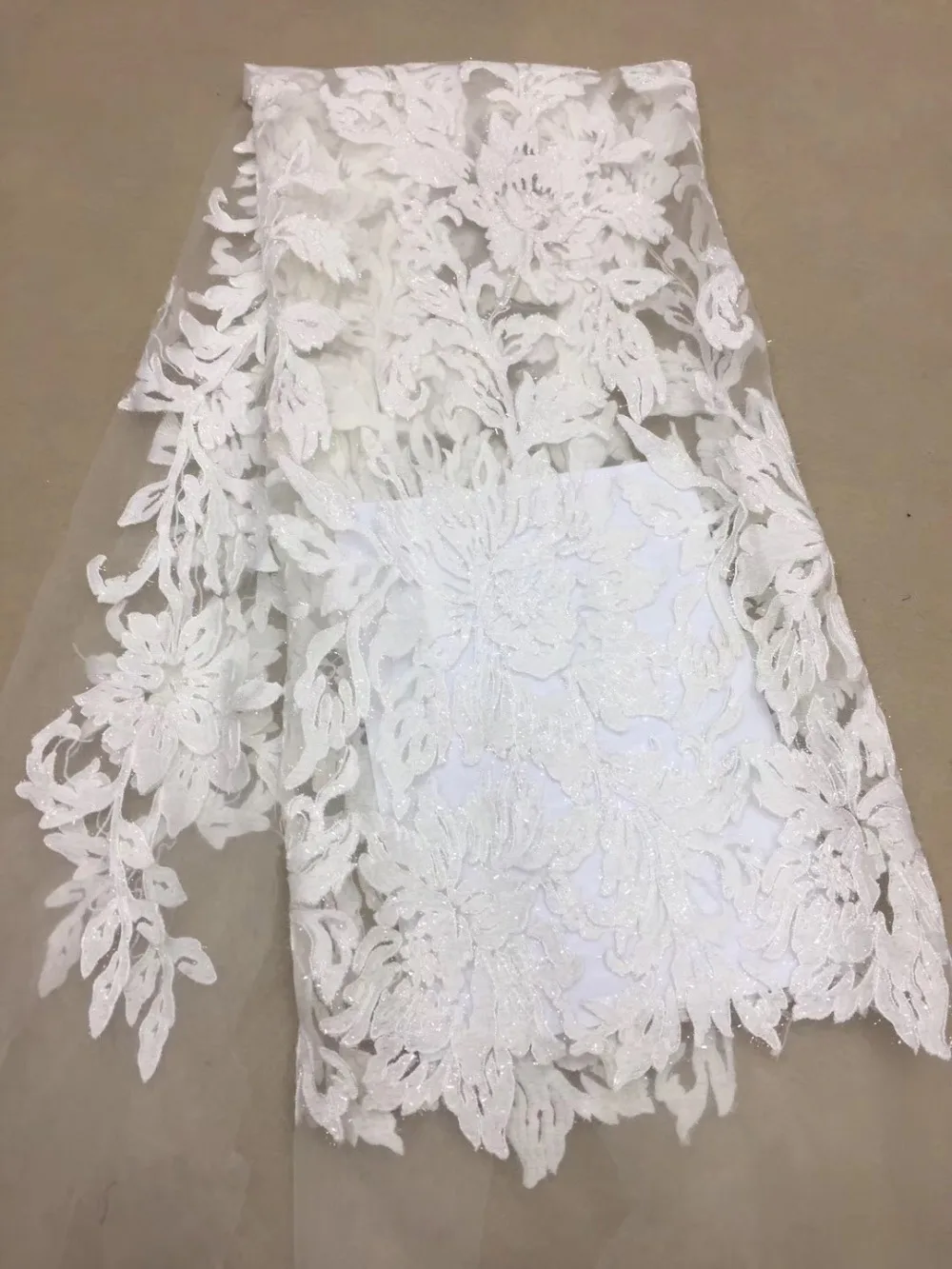 

French lace fabric 5yds/pce dhl sequins embroidery white fabrics women gorgeous luxury bright lagos party wedding dress 2019 new