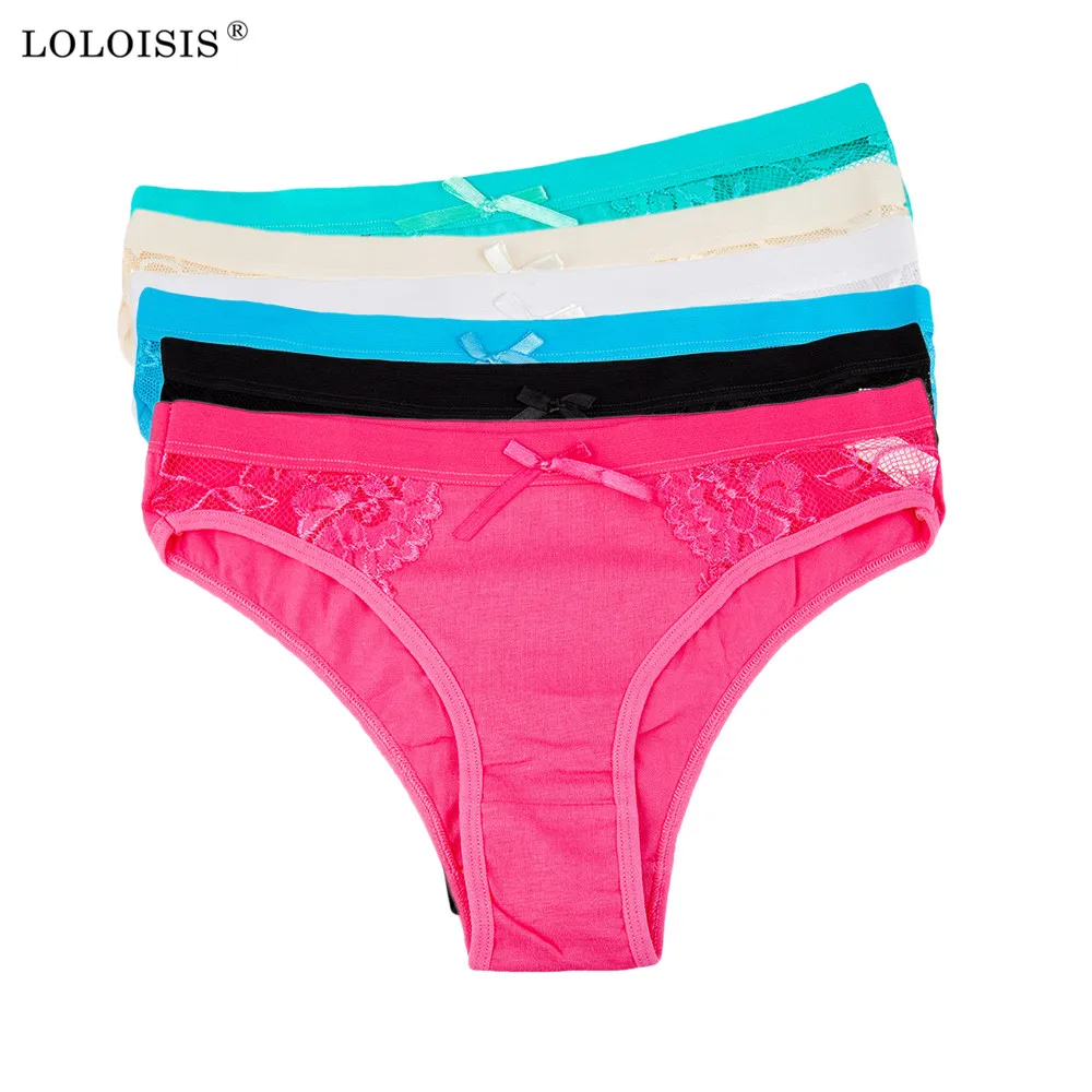 LOLOISIS Sexy Panties Solid Color Low Rise Cotton Briefs 95% Cotton + 5 ...