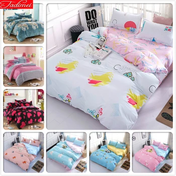 

3/4 pcs Bedding Set Adult Kids Child Soft Skin Cotton Bed Linen Single Full Double Queen King Size Duvet Cover Quilt Pillow Case