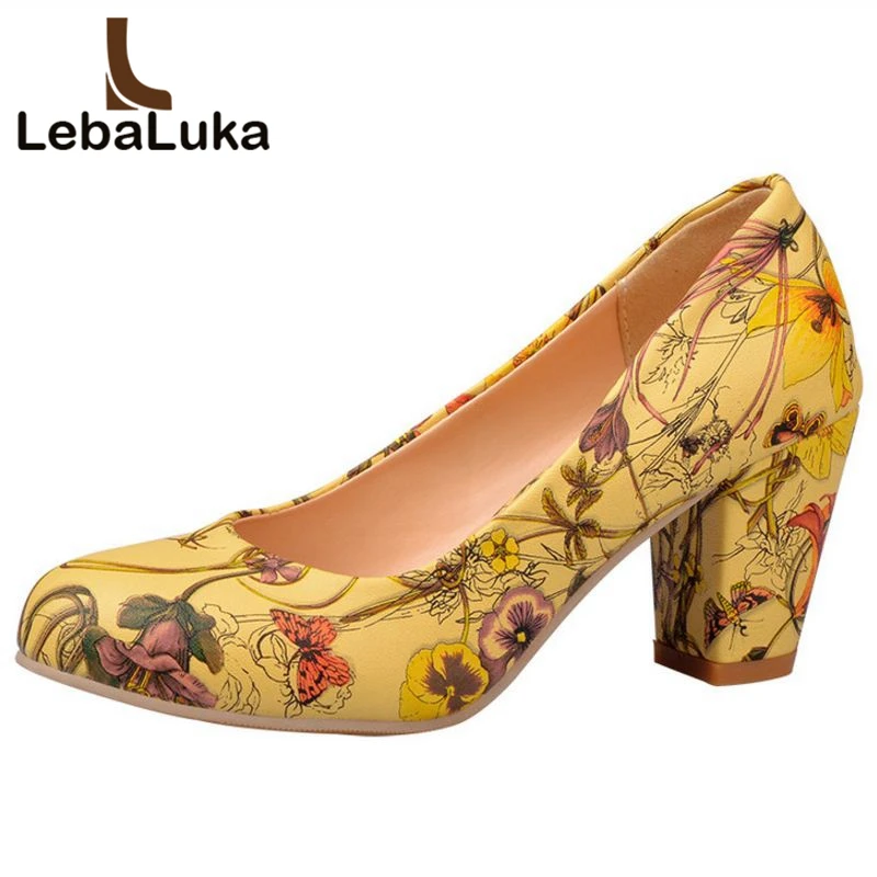 

Tuyoki Women High Heel Shoes Ladies Print Flower Heels Woman Pumps Wedding Party Ladies Shoes Women Heeled Footwear Size 31-43