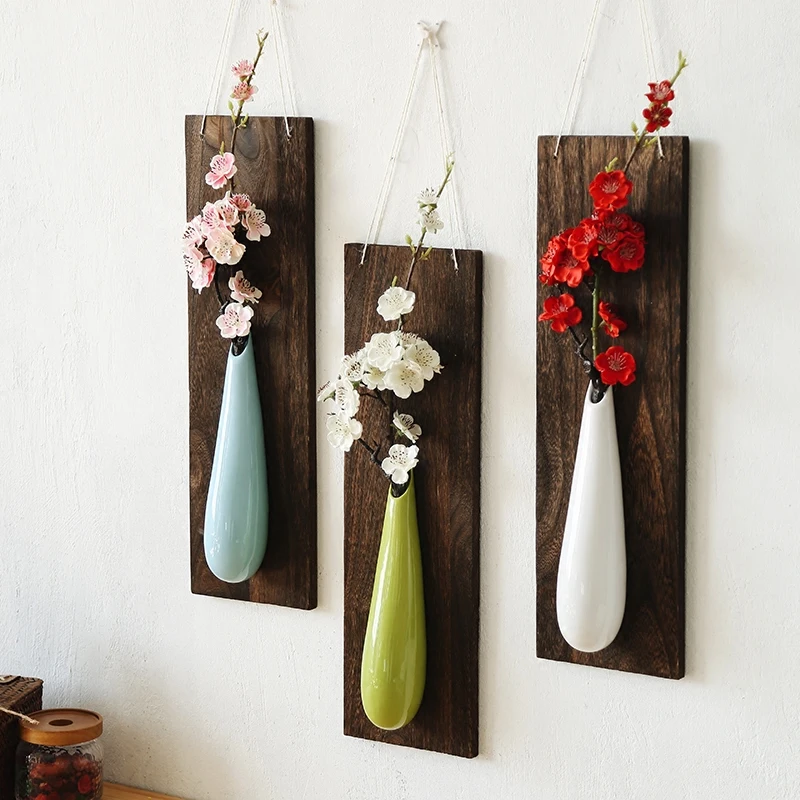

Nordic Decoration Home Wall Ornament Vase Wood Hanging Ornament Home Living Room Dining Wall Wall Hangings Room Decor