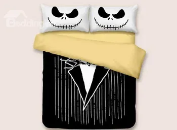 

3D Black Suit Printed Halloween Polyester 3-Piece Black Bedding Sets/Duvet Covers